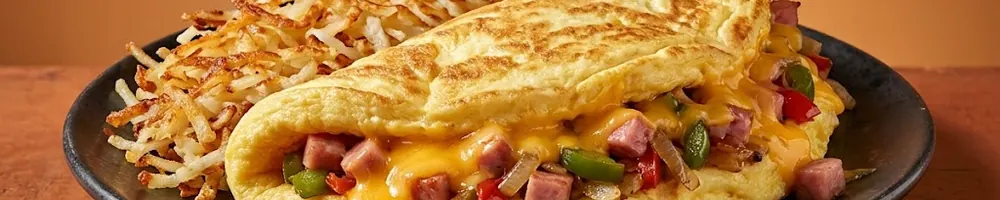 Huddle House breakfast: Omelets & hashbrowns